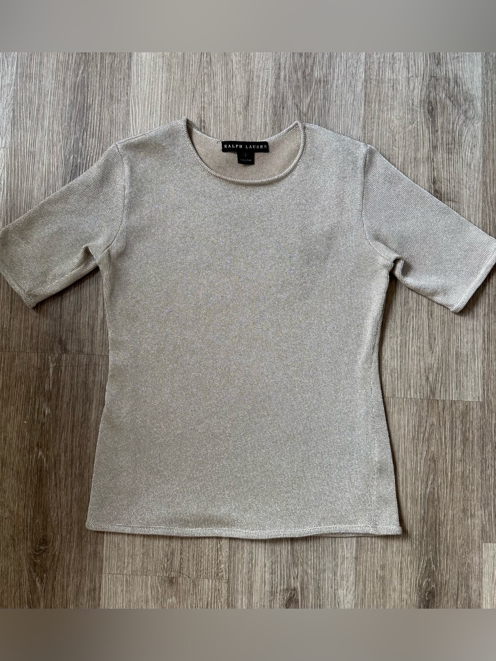 Vintage Ralph Lauren Black Label Metallic Silk Knit Top L